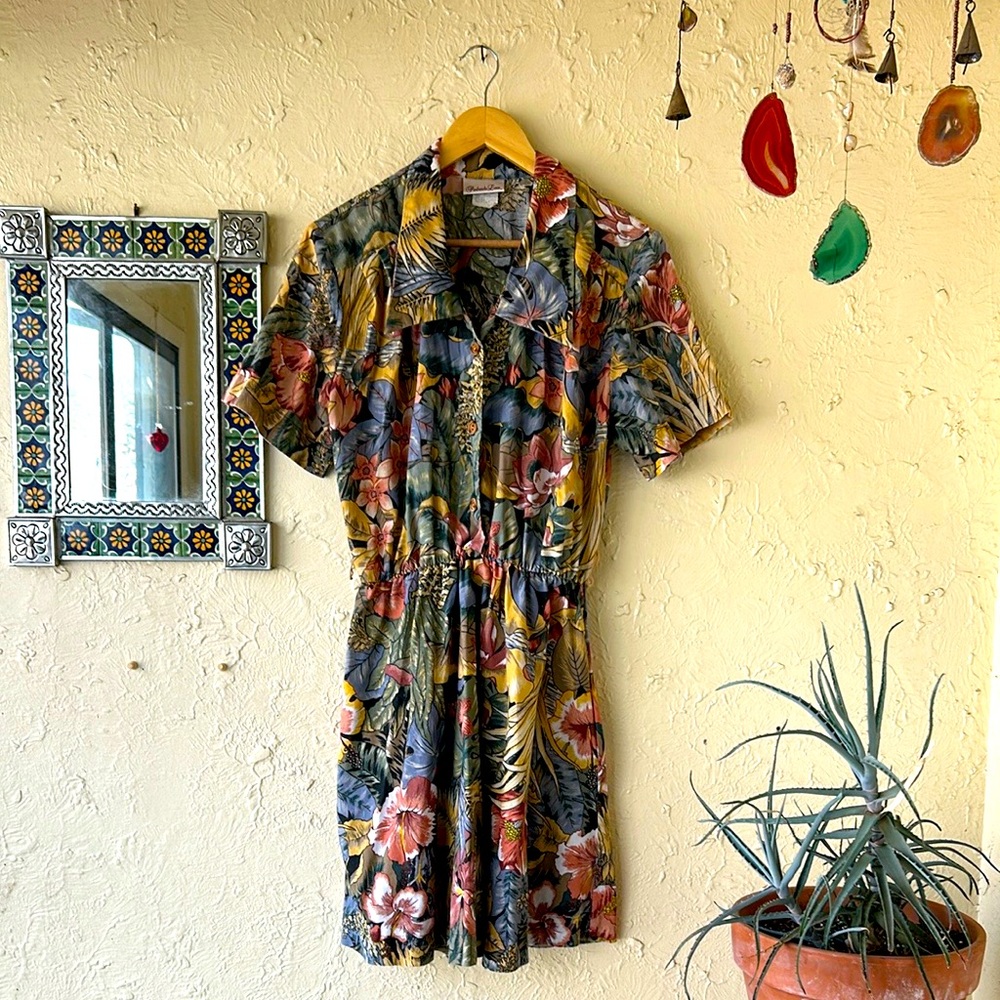 Vintage 80s Penbrooke Lane Tropical Dress 🌺 size 14
